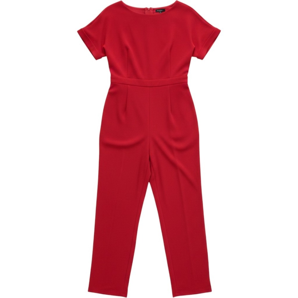 NWT Alexia Admor Jumpsuit Womens M Red New D3787 Short Sleeve Wide Leg Boat Neck